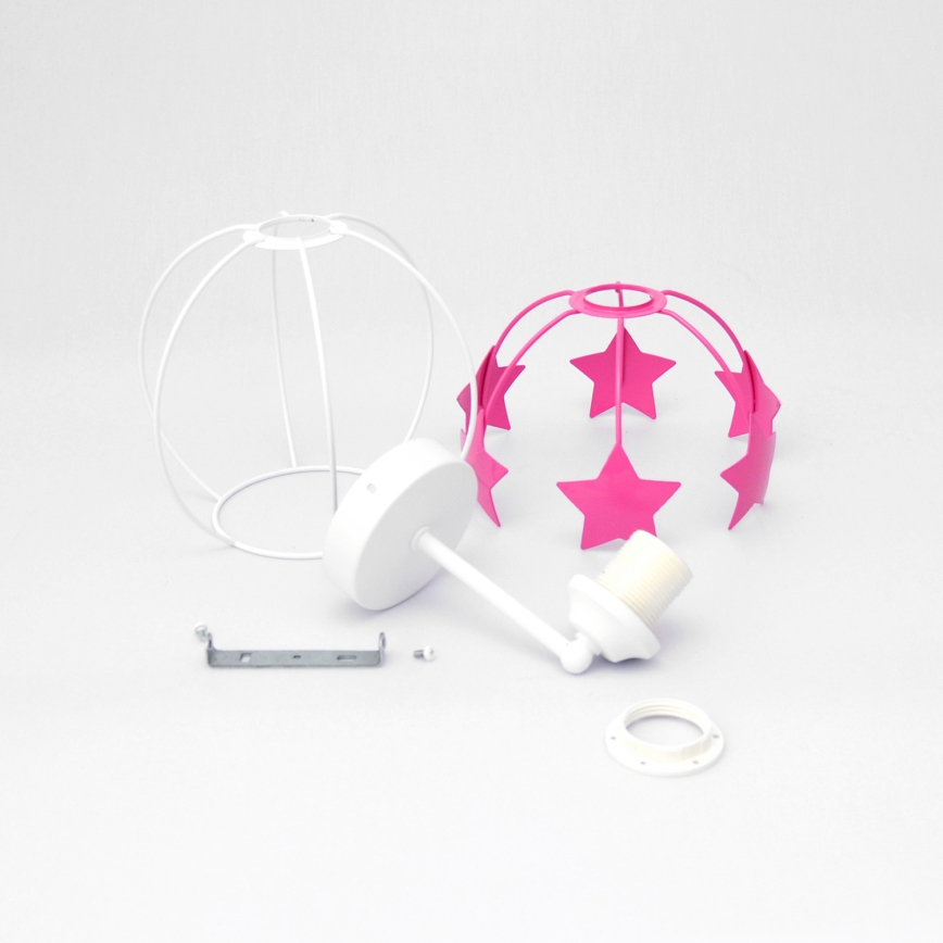 Wand lamp voor kinderen STARS 1xE27/15W/230V roze/wit