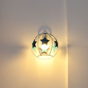 Wand lamp voor kinderen STARS 1xE27/15W/230V turquoise/wit