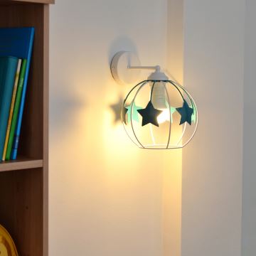 Wand lamp voor kinderen STARS 1xE27/15W/230V turquoise/wit