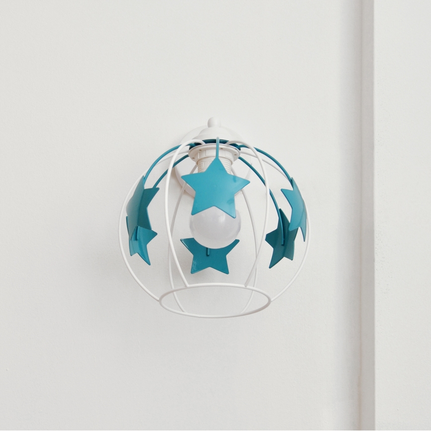 Wand lamp voor kinderen STARS 1xE27/15W/230V turquoise/wit