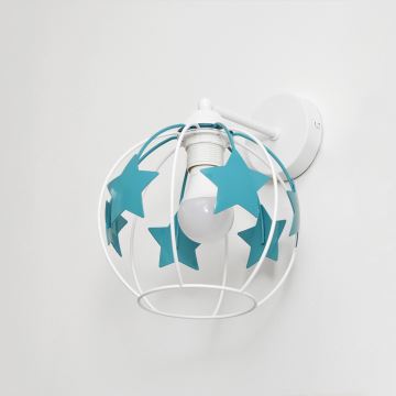 Wand lamp voor kinderen STARS 1xE27/15W/230V turquoise/wit