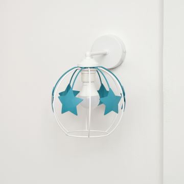 Wand lamp voor kinderen STARS 1xE27/15W/230V turquoise/wit