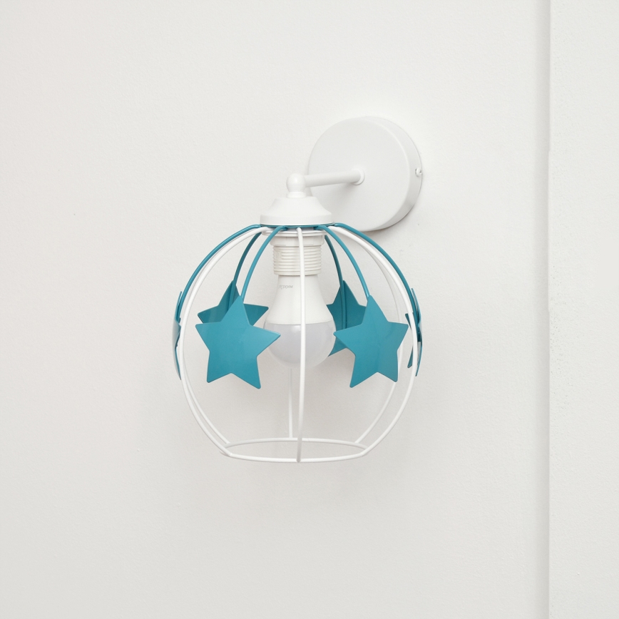 Wand lamp voor kinderen STARS 1xE27/15W/230V turquoise/wit