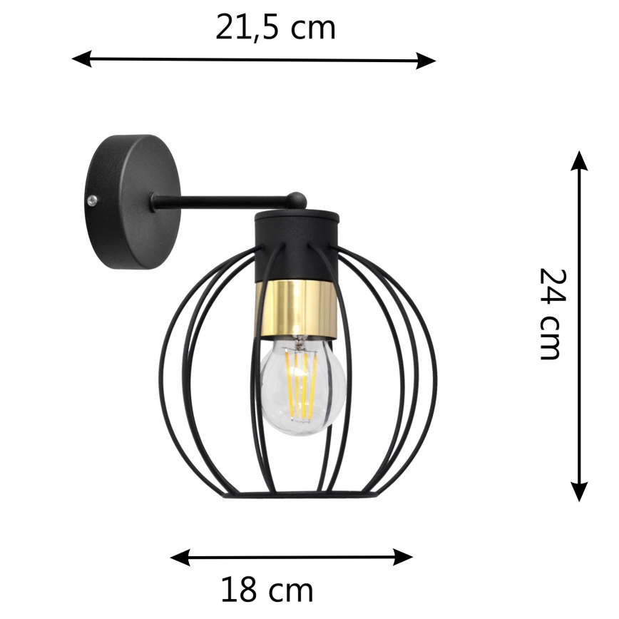 Wandlamp STARLIGHT 1xE27/60W/230V zwart/goud