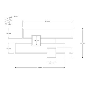 Wandplank KAREN 120x72,2 cm antraciet/bruin