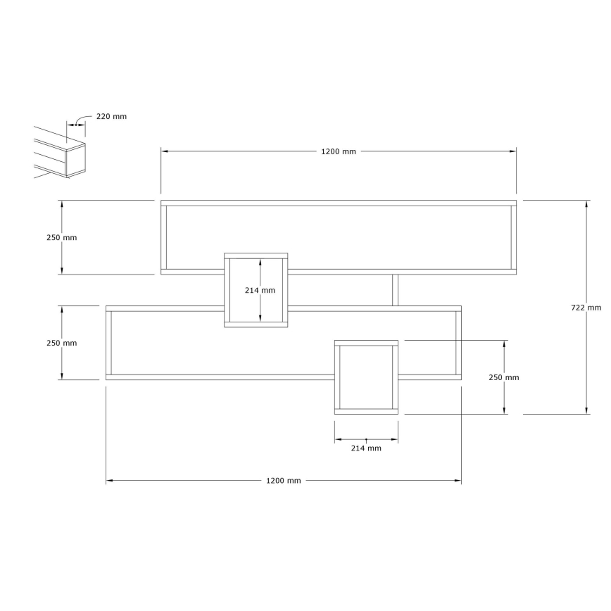 Wandplank KAREN 120x72,2 cm antraciet/bruin