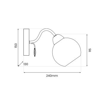 Wandspot CONNOR 1xE27/15W/230V glanzend chroom/grijs