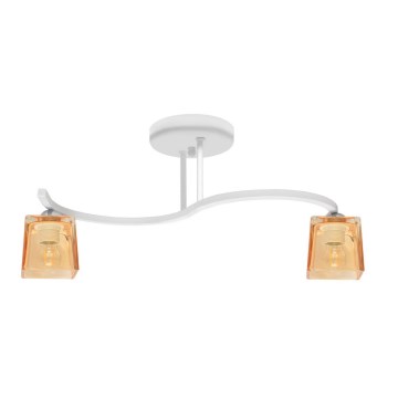 Wit Oranje Opbouw plafondlamp SANTOS 2x E27 / 60W / 230V