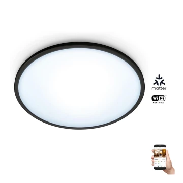 WiZ - Dimbare LED Plafond Lamp SUPERSLIM LED/16W/230V 2700-6500K Wi-Fi zwart