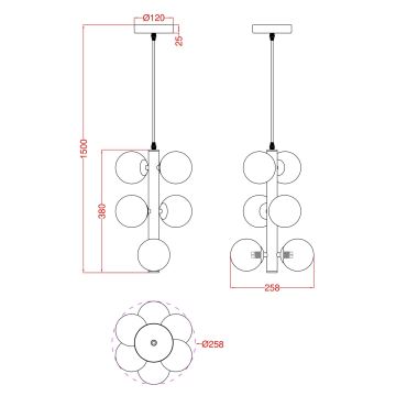 Wofi 6014-605W - LED Hanglamp aan een koord VILLA 6xG9/3W/230V zwart