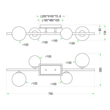 Wofi 7014-401W - LED Bevestigde Hanglamp VILLA 4xG9/3W/230V goud