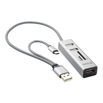 Yenkee - USB 2.0 en USB-C OTG splitter en kaartlezer