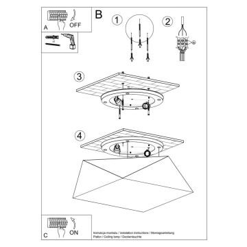 Zilveren plafondlamp HEXA 2x E27 / 60W / 230V