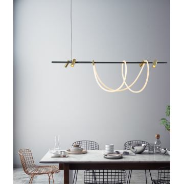 Zuma Line - Dimbare LED hanglamp aan een koord LED/60W + LED/7,5W/230V 2700-6000K zwart/goud + afstandsbediening