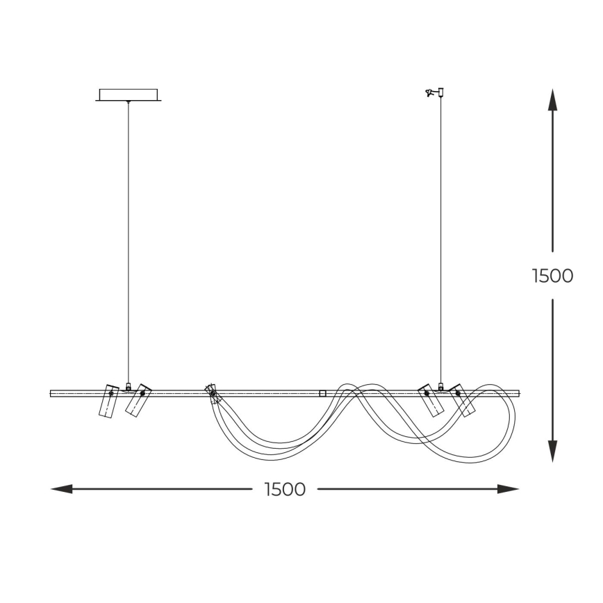 Zuma Line - Dimbare LED hanglamp aan een koord LED/60W + LED/7,5W/230V 2700-6000K zwart/goud + afstandsbediening