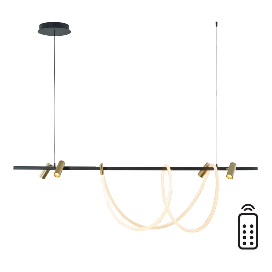 Zuma Line - Dimbare LED hanglamp aan een koord LED/60W + LED/7,5W/230V 2700-6000K zwart/goud + afstandsbediening