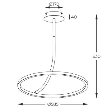 Zuma Line - LED Hanglamp met vaste pendel LED/30W/230V zwart