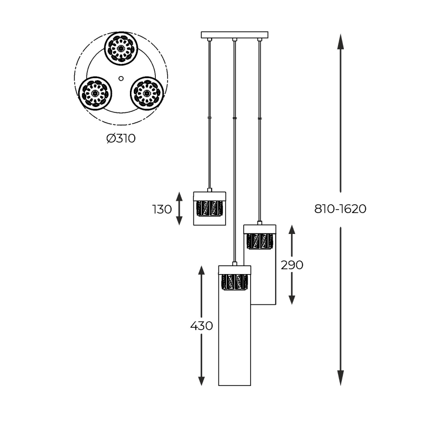 Zuma Line - Hanglamp aan een koord 3xG9/28W/230V messing