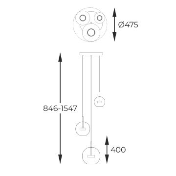 Zuma Line - LED Hanglamp aan een koord 3xLED/5W/230V zilver