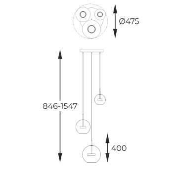 Zuma Line - LED Hanglamp aan een koord 3xLED/5W/230V goud