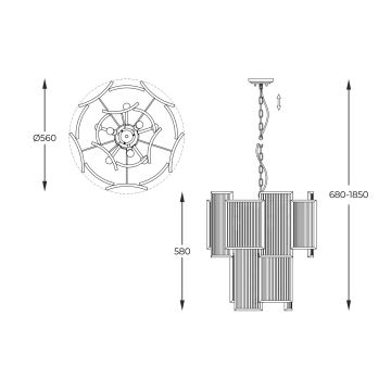 Zuma Line - Hanglamp aan een ketting 8xE14/60W/230V goud