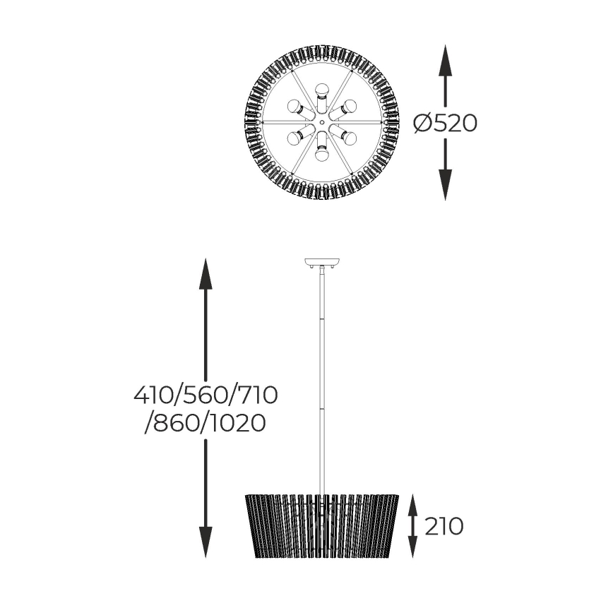 Zuma Line - Hanglamp met vaste pendel 6xE14/40W/230V goud