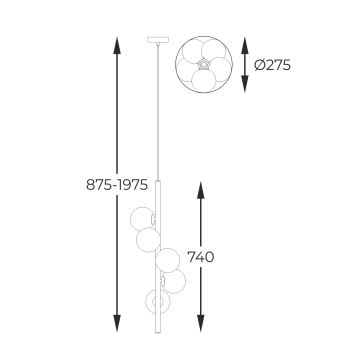 Zuma Line - Hanglamp aan een koord 5xG9/4W/230V goud