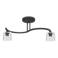 Zwarte Doorzichtige Opbouw plafondlamp SANTOS 2x E27 / 60W / 230V